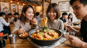 mì trộn gà cay phô mai được giới trẻ yêu thích