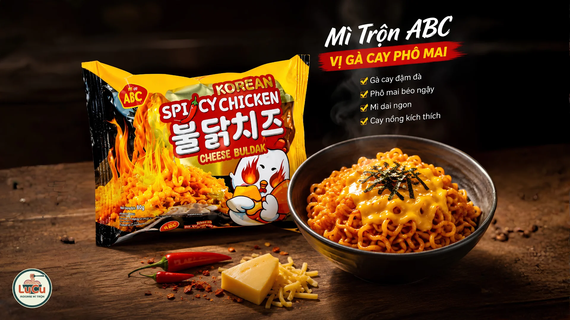 Mở thùng mì trộn ABC vị gà cay phô mai bên trong 30 gói đầy đặn