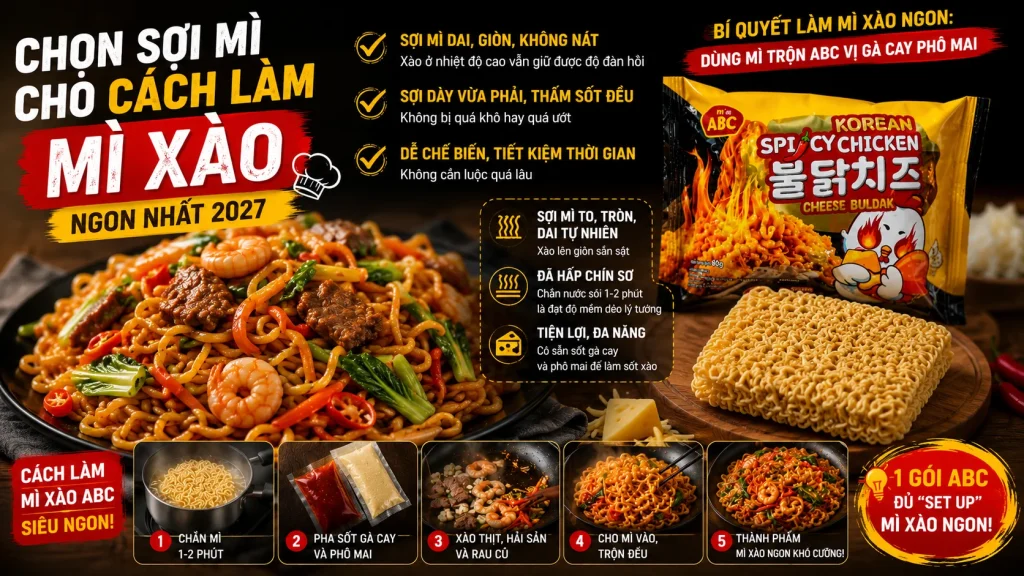 Cách làm mì xào ngon nhất 2027 cần chọn sợi mì dai và dày