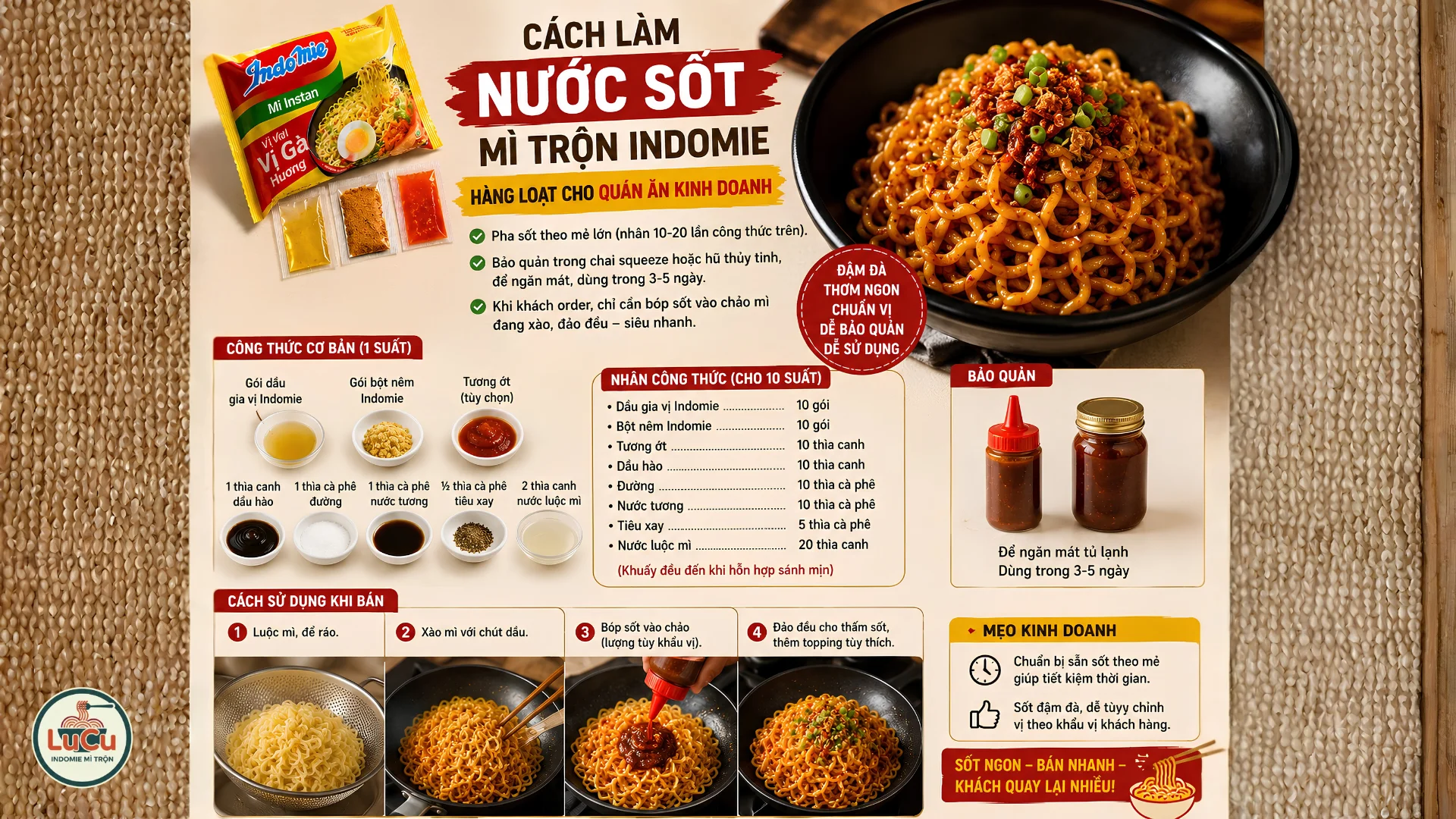 Cách làm nước sốt mì trộn Indomie hàng loạt cho quán ăn kinh doanh