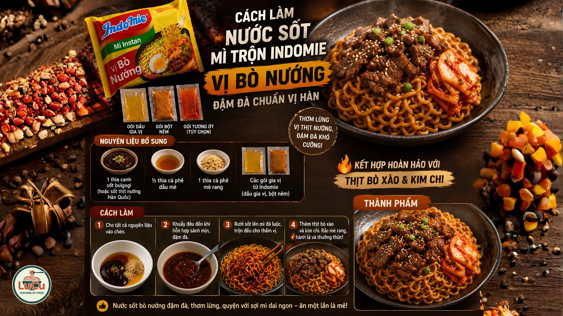 Cách làm nước sốt mì trộn Indomie vị bò nướng đậm đà